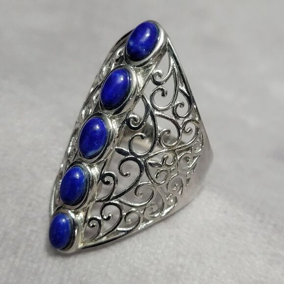 Karis Lapis Lazuli Openwork Ring - Picture 4 of 14